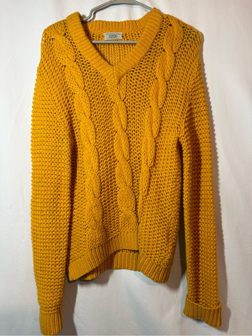 Vintage Tudor Square 100% Virgin Wool Cable Knit Sweater